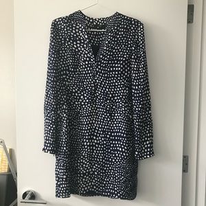 Tibi silk navy spotted dress // 2 // euc